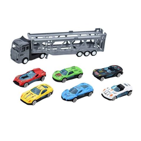 Truck Set With 6 Colorful Racing Cars - Cars
