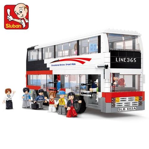 Sluban Town Series - Luxurious Bus Double Decker Building Blocks 741 PCS with 9 Mini Figures - For Age 6+ Years Old