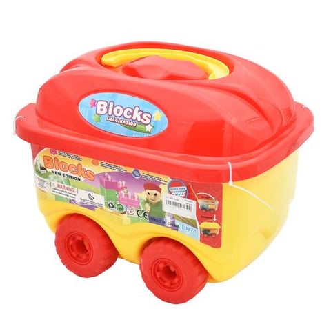 Pull-Out Cart With 35 Colorful Building Blocks - Assembly Pieces