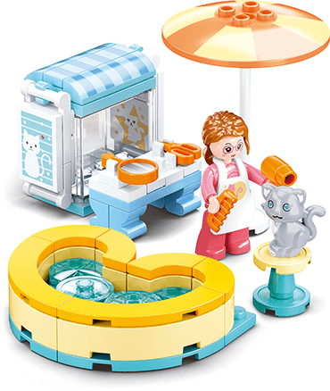 Sluban Girl's Dream Series - Cat Grooming Spa Building Set 79Pcs - Multicolored