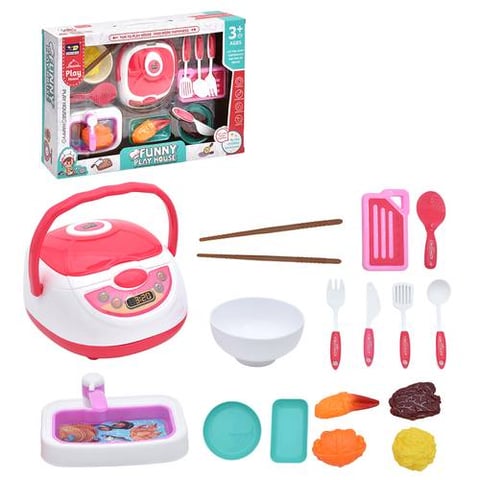 Pretend Rice Cooker With Multi-Cooking Tool Set - 16 Pieces - Kitchen Toys