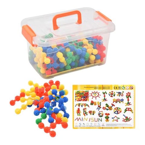 Colorful Geometric Building Block Set In A Storage Box - Shape Building Blocks