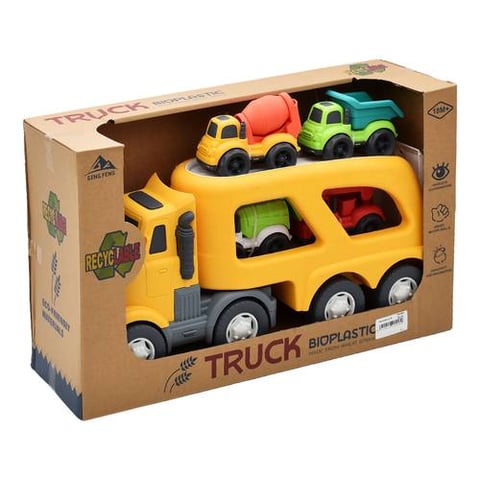 Car Transporter With 4 Construction Vehicles - Car Games