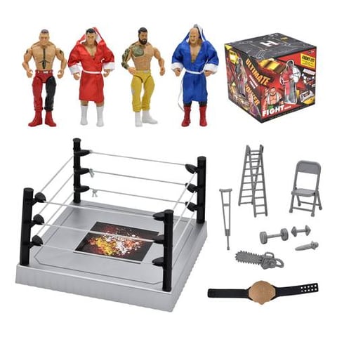 Wrestling Ring And Wrestler Figures Set With Accessories - Fighting Games