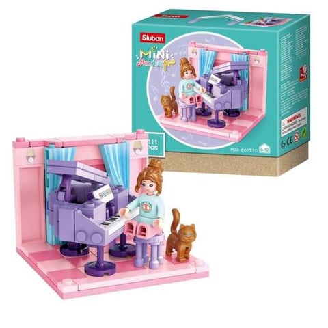 Sluban Mini Handcraft Series - Piano Room Building Blocks 111PCS With Mini Figurese - For Age 6+ Years Old 