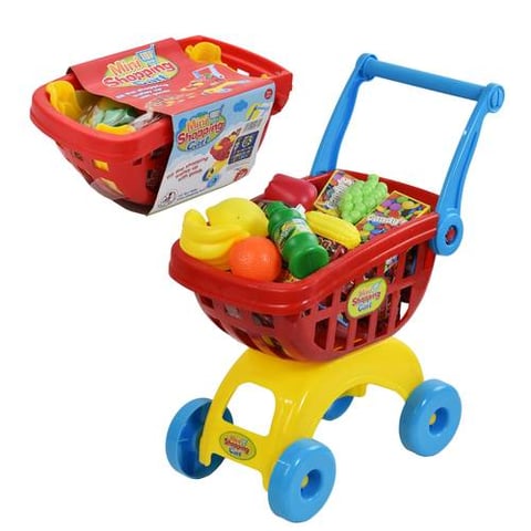 Mini Toy Shopping Cart For Children With A Fruit And Grocery Set - Pretend Play