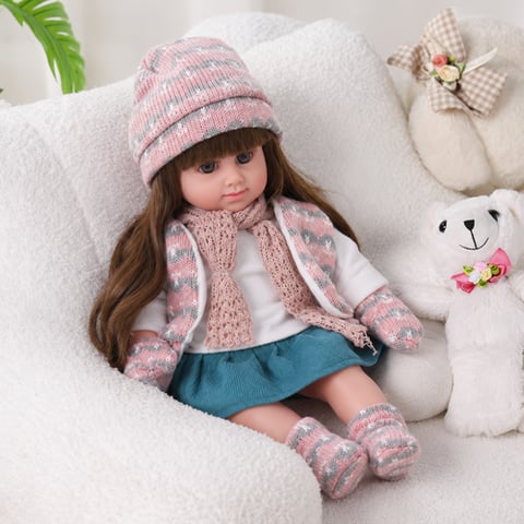 Realistic baby doll in stylish winter clothes - Doll toys