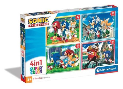 Clementoni - Sonic's Puzzle 4 Puzzles in 1: Puzzles of 12, 16, 20 and 24 Pieces