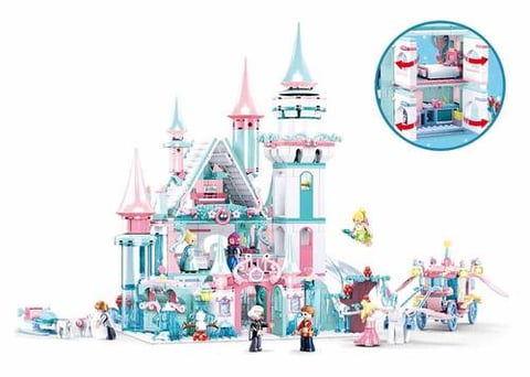 Sluban Girl's Dream Series - Ice Castle Building Blocks 1324 PCS with 9 Mini Figures for Age 6+ Years Old 