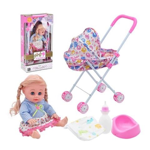Baby Doll With Stroller And Care Supplies - Doll Toys