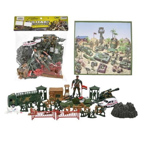 A collection of military figures and vehicles