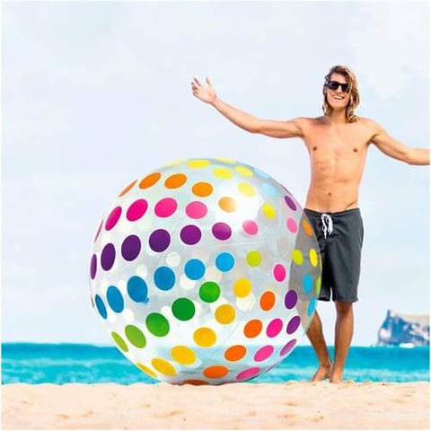 Giant Intax Beach Ball With Colored Polka Dots - Water Toys & Pools