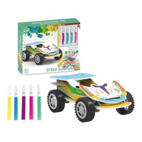 Electric Car Building And Coloring Set For Stem (Science, Technology, Engineering, And Mathematics) Education - Educational Toys