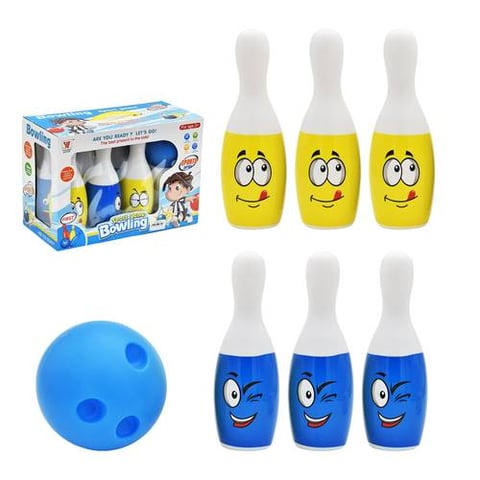 Kids Bowling Set With Fun Cartoon Faces - Sports Games