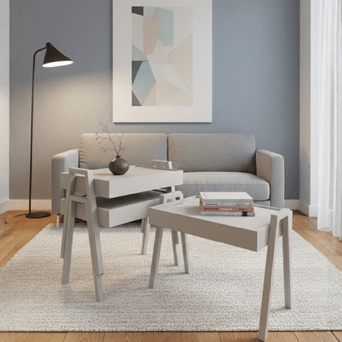 طقم طاولات خدمة ابيض بتصميم عصري