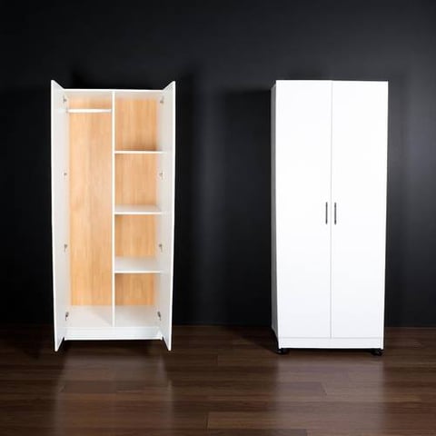 دولاب ملابس بابين بتصميم عصري أبيض