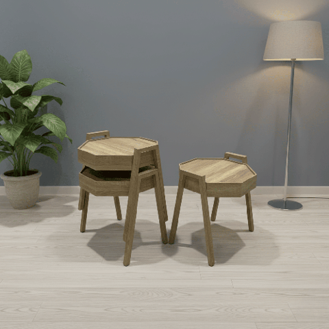 طقم طاولات خدمة بيج بتصميم عصري