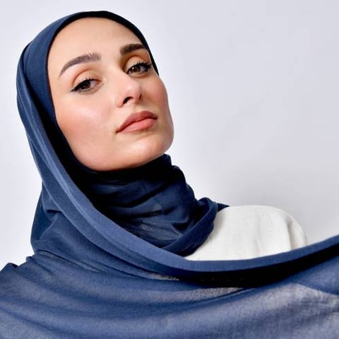 طرحة قطن ربع مبطنة من الامام بخياطة - كحلي
