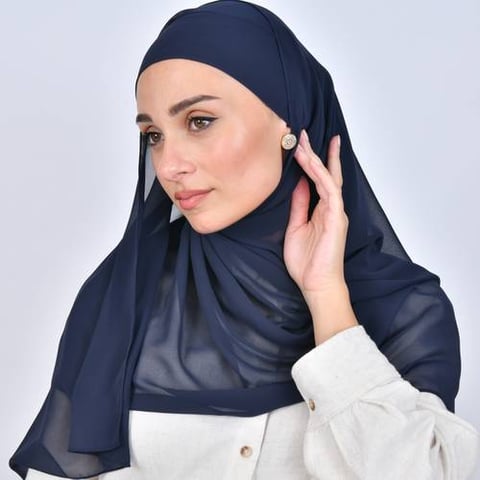 طرحة شيفون بربطة اغلاق - كحلي