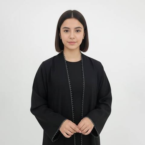عباية بناتية سوداء موديل لف كريب لمار بكلفة ناعمة