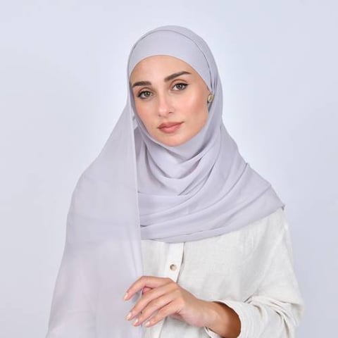 طرحة شيفون بربطة اغلاق - light grey