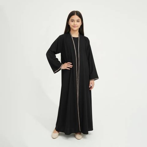 عباية بناتية موديل لف مزينة بتطريز