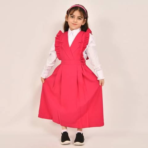 مريول فوشي بياقة و كشكش بارز على الأكتاف وزم من الجانبين 