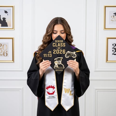 تطريز قبعة تخرج 