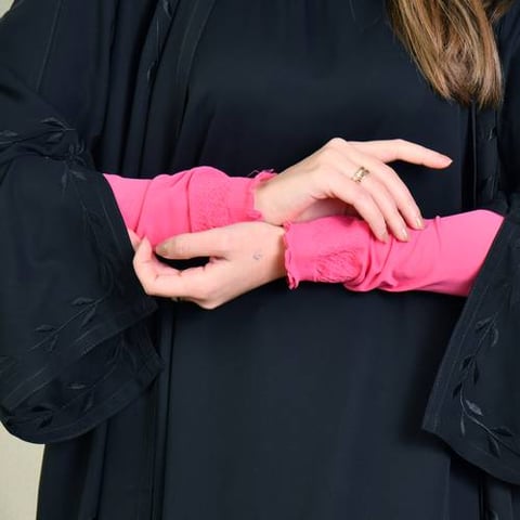 أكمام طويلة استرتش باللون الفوشي
