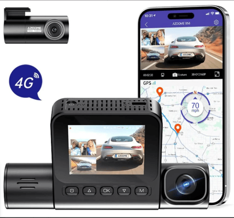 كاميرا داش كام ازدوم S58 - كاميرا أمامية للسيارة تدعم شريحة 4G مع ثلاث كاميرات