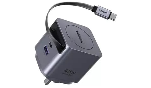 شاحن UGREEN Nexode Pro بقوة 45 واط مع كابل USB-C قابل للسحب