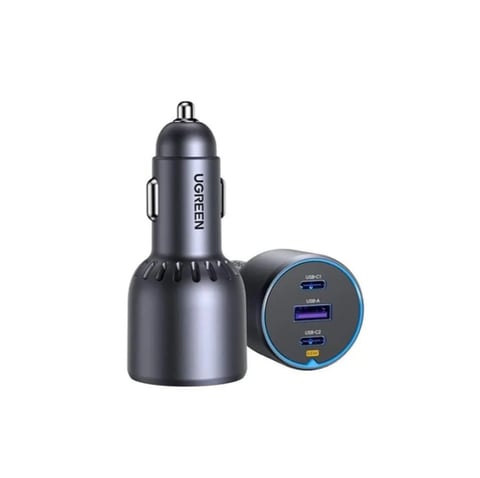 شاحن سيارة UGREEN بقوة 75 واط بمنفذي USB من النوع C و USB، أسود - EC703