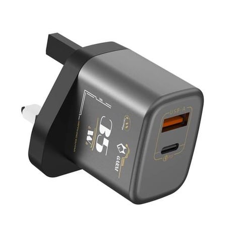 قرم شاحن جداري بقوة 35واط بتقنية الجان مخرجين بي دي و USB