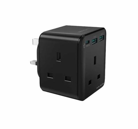 فيش راف باور بايونير 3 مداخل طاقه ثلاثيه مع منفذين USB ومنفذ تايب سي بتقنية PD بقوة 20 واط ميني - اسود