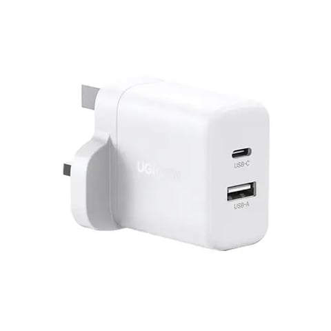 يوجرين - شاحن جداري بمنفذ USB-C ومنفذ USB وبقوة 20 واط