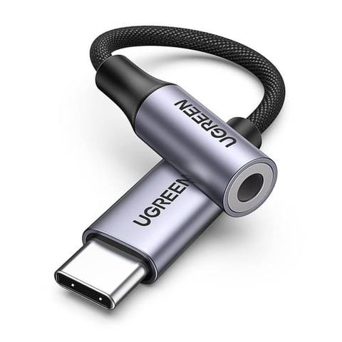 سلك صوت يوجرين من USB-C الى AUX بتقنية DAC مظفر - رمادي