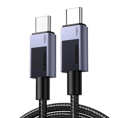 يوجرين سلك شاحن USB-C الي USB-C بقوة 240 واط وبطول 1م /رمادي