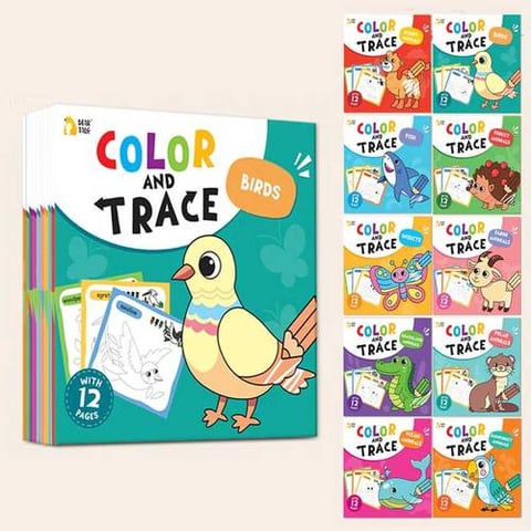 Color and Trace Coloring Book - Animals