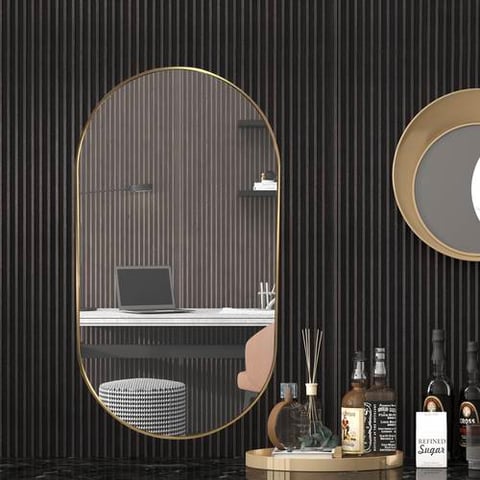 مرايا انيقة بتصميم بيضاوي || اطار ذهبي
