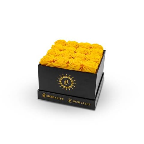 Rose & Life Eternal Square Blossom Box| Colour: Yellow