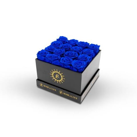 Rose & Life Eternal Square Blossom Box| Colour: Blue