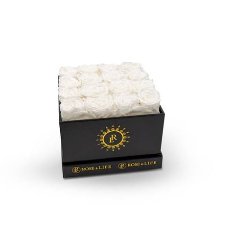 Rose & Life Eternal Square Blossom Box| Colour: White