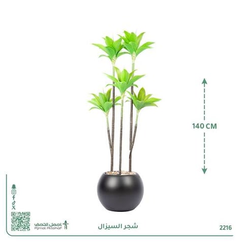 شجرة السيزال الصناعية متعددة السيقان بحوض بلاستيك دائري