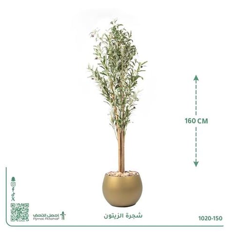 شجرة الزيتون الصناعية بحوض بلاستيك دائري