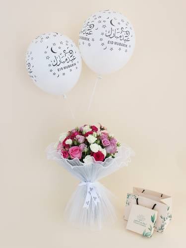باقة ورود العيد وشوكولاتة تولين البلجيكية الفاخرة
