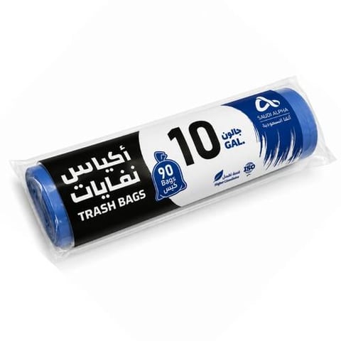 اكياس نفاية رول مقاس 10 جالون 90 كيس ازرق الفا
