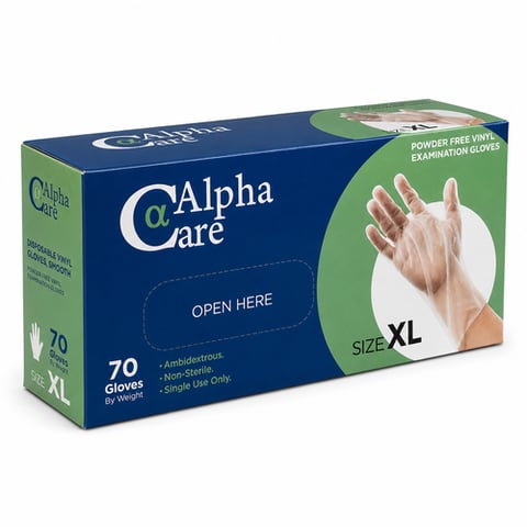 قفاز فينيل شفاف 70 قفاز XL الفا كير