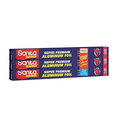 Sanita Mandy Aluminum Foil 45 cm – Pack of 3 rolls x 7.62 m