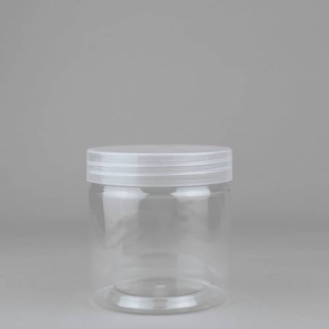 Transparent cylindrical plastic jar 350 ml ASG