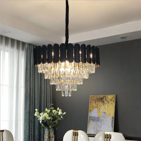 نجف مودرن اسود مع ذهبي قطر 60 سم E14*9L